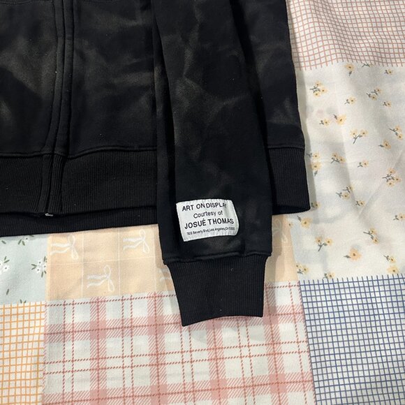 Gallery Dept Black Hooded Zip-Up Sweatshirt With Distressed Detailing - Picture 4 of 5